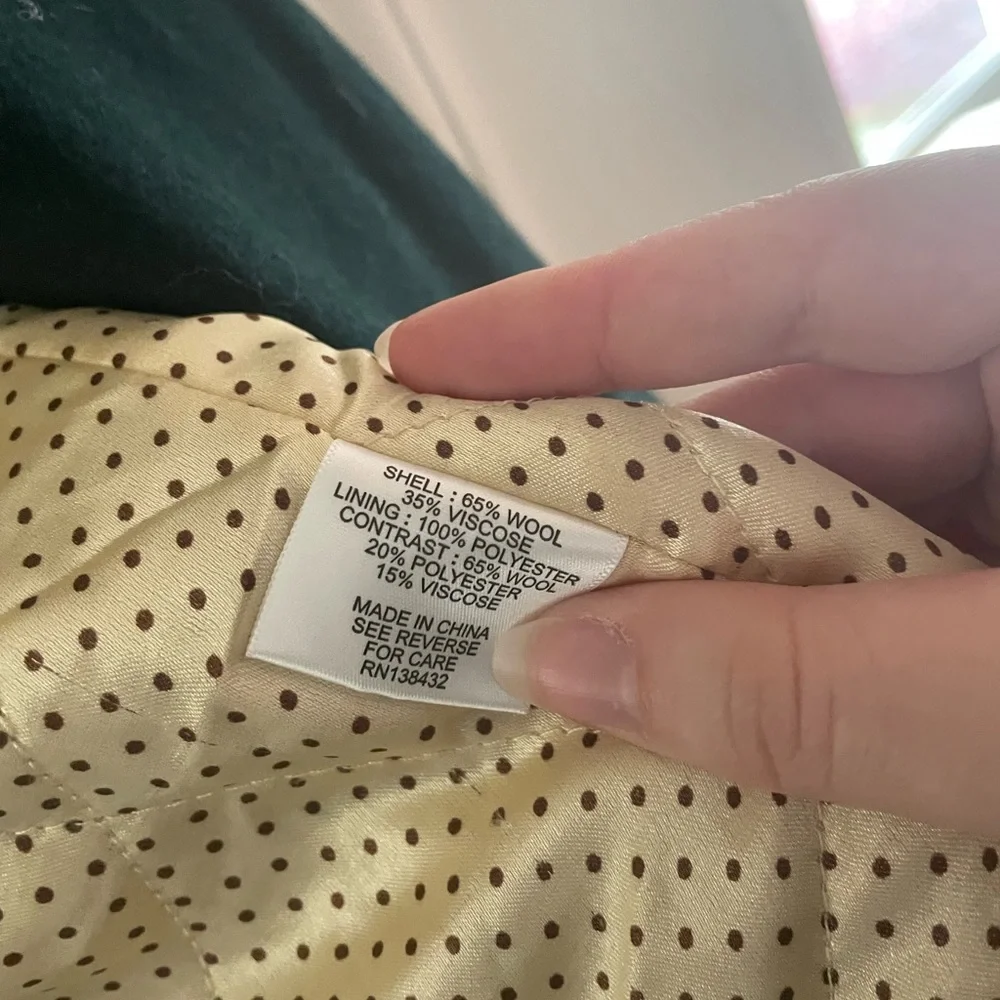 Modcloth Green and Cream Double-Breasted Coat - Picture 5 of 8
